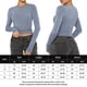 thumbnail image 2 of Blusas Y2K Top corto de cuello redondo para mujer, jersey de manga larga, camiseta básica ajustada para mujer Kuymtek Azul S para Mujer, 2 of 7