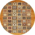 thumbnail image 1 of Ahgly Company Indoor Round Abstract Yellow Orange Abstract Area Rugs, 8' Round, 1 of 6