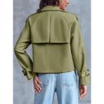 thumbnail image 5 of Women Crop Top Double Breasted Trench Coat with Shoulder Sleeves and Cut Jacket with Pockets, 5 of 5
