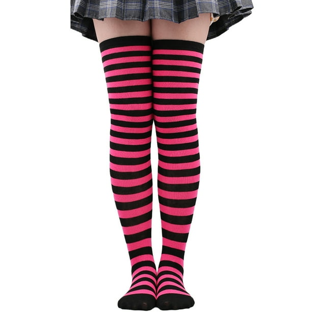 Zhuge 2 pares de calcetines por encima de la rodilla, calcetines hasta la rodilla, medias altas hasta el muslo, calcetines hasta la rodilla para mujer, para cosplay de niña,rosa