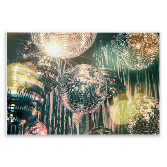 Stupell Industries Disco Balls with Bokeh Fashion Painting Unframed Art Print Wall Art, 15 x 10