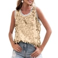 thumbnail image 3 of Laqbezok Women's Large Round Sequin Tank Top, Sparkly Sleeveless Scoop Neck Paillette Blouse, Shiny Party Clubbing Outfit, 3 of 6