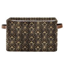 Yayeee Canvas Storage Basket with Handles for Shelves Fabric Bins Closet Organizer, Black Floral Pattern