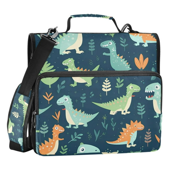 ALAZA Zipper Binder Dinosaurs Cartoon 3 Ring Trapper Keeper File Folder Organizer Bag