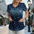 thumbnail image 2 of Towmus Christmas Scrub Tops Women Plus Size Scrub Shirt Nurse Uniforms Xmas Print V-Neck Tunic Tops with Pockets S-3XL, 2 of 5