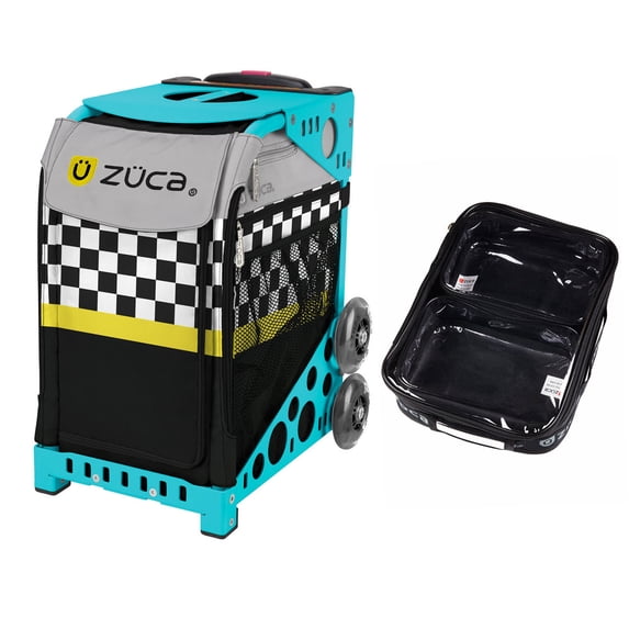 Zuca 18" Sport Bag - Sk8ter Block with 1 Large and 2 Mini Utility Pouches (Turquoise Frame)