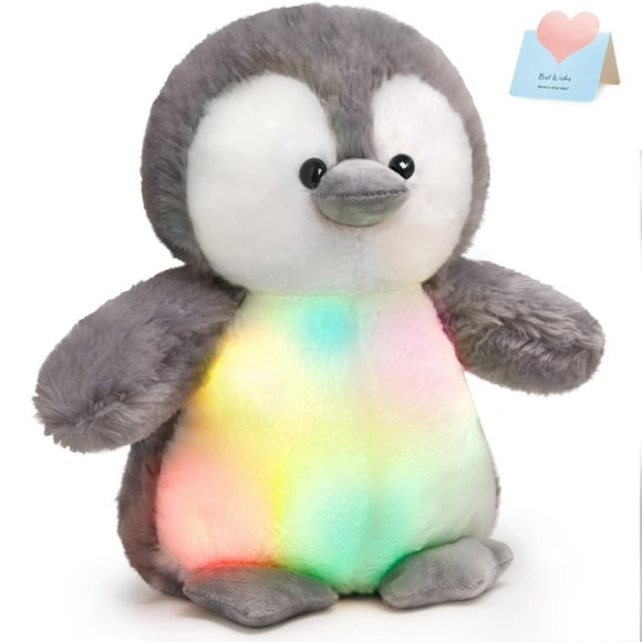 Animal de peluche Houwsbaby con luz LED, diseño de pingüino, 30 cm, para niños