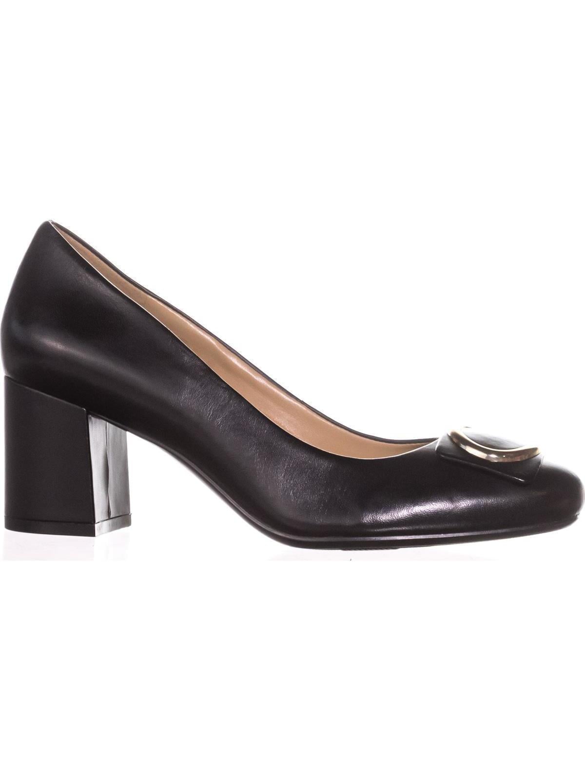 Womens naturalizer Wright Block Heel Pumps Black Leather