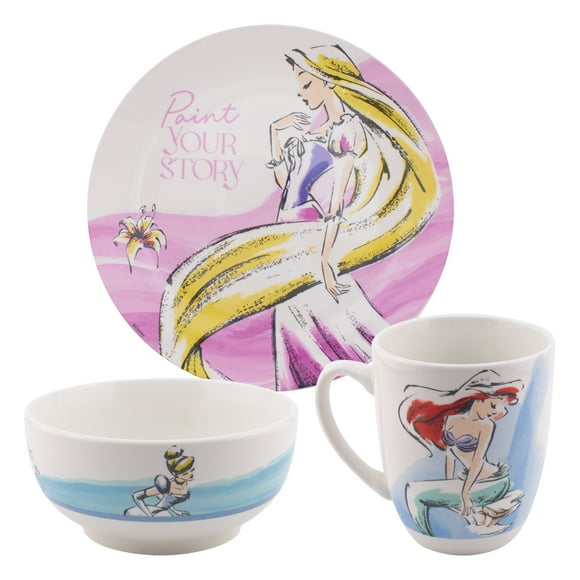 Vajilla Individual Ambient 21 Porcelana 3 Piezas Colección Disney Princesas