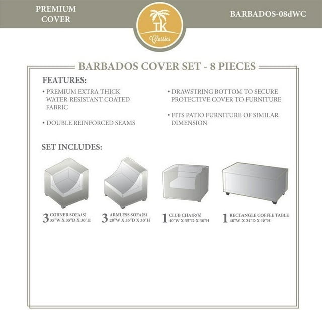 TKC Barbados 8 Pièces Couverture Tous Temps en Beige
