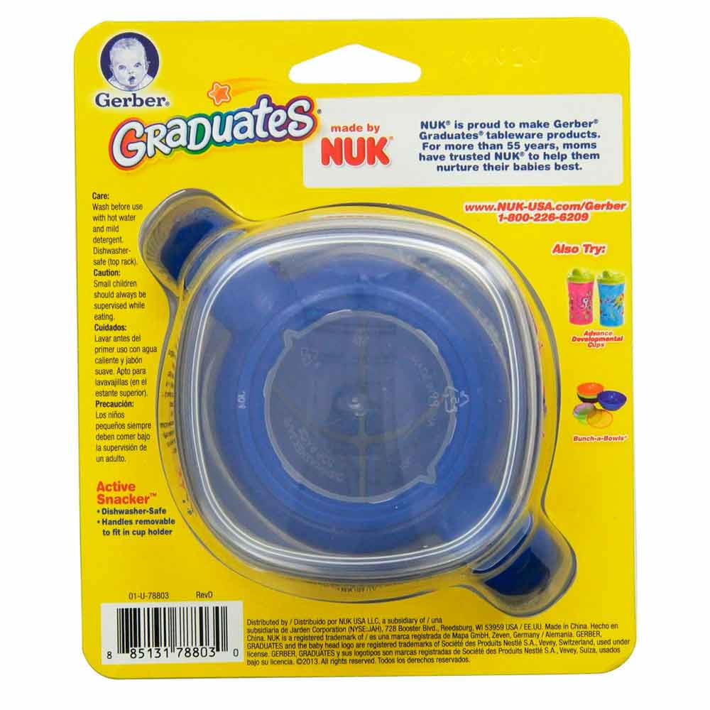 Gerber Active Snacker Baby Toddler No Spill Snack Bowl Cup Container BPA Free