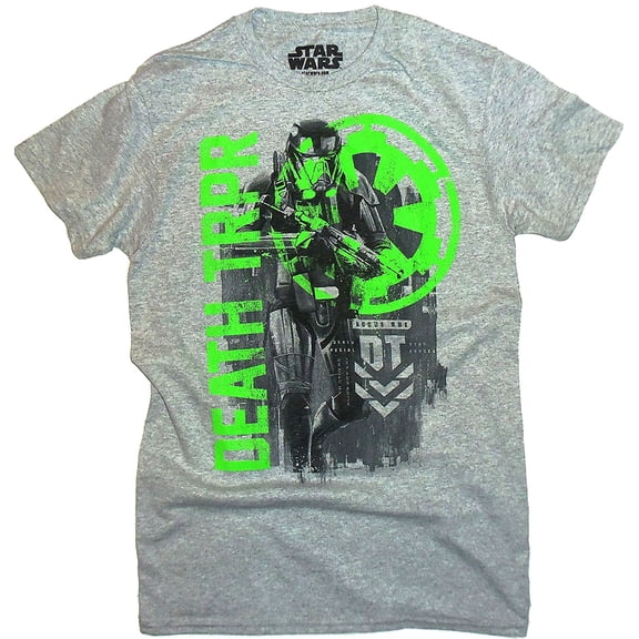 Star Wars Rogue One Mens T-Shirt - Death Trooper Sketched With Green Neon (Large)