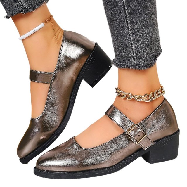 Chaussures Simples Mode Couleur Vive Bout Pointu Femmes Mary Jane Bouche Peu Profonde Chaussures Simples