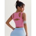 thumbnail image 5 of Push up Sports Bra for Women Sexy Hollow Crop Tops with Removable Cups Workout Fitness Yoga Bra Medium Support Pink S, 5 of 8