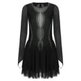 thumbnail image 3 of Runhomal Robe de Danse Lyrique pour Femmes Patchwork en Maille Manches Longues Justaucorps Costume de Danse Moderne Noir TG, 3 of 7