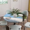 thumbnail image 5 of Coastal Beach Round Tablecloth for 55-60 Inch Tables,Fitted Table Cover with Elastic Edge,Summer Ocean Sea Modern Palm Coconut Tree Waterproof Outdoor Table Cloth Protector for Patio Garden Dinner, 5 of 9