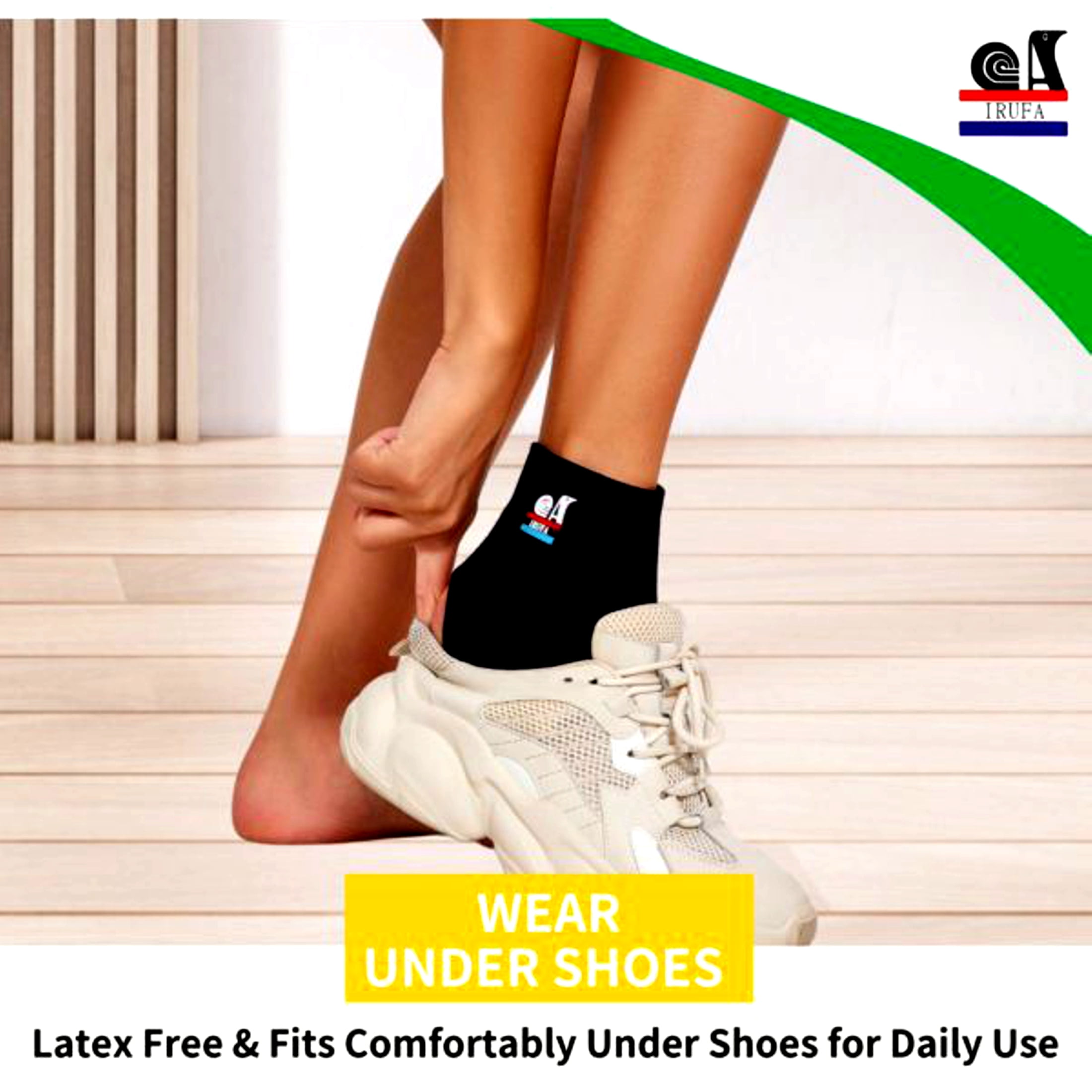 Irufa AN-SF-01 3D Breathable Latex-Free Ankle Sleeve Support Brace Stabilizer, Black, XL, 1 Count
