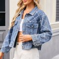 thumbnail image 6 of Wdfiry Women's Denim Jackets Fashion Casual Long Sleeve Solid Color Coat Button Down with Pocket Slim Fit Jean Cardigan Autumn Winter, 6 of 7