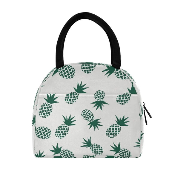 Wobogo Mini Pineapple Tote Lunch Bag, Insulated Food Storage Bag with Handle, Reusable Carrier for Work School Picnic Travel