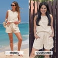 thumbnail image 2 of Qaspx Womens 2 Piece Outfit Sleeveless Tank Top Matching Shorts Loungewear Striped Vacation Sets, 2 of 6