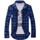 thumbnail image 2 of Camisa a cuadros para hombre, camisa informal con botones y cuadros, manga larga, ajustada, para primavera y otoño, de marca, suave y cómoda, a la moda, 2 of 5
