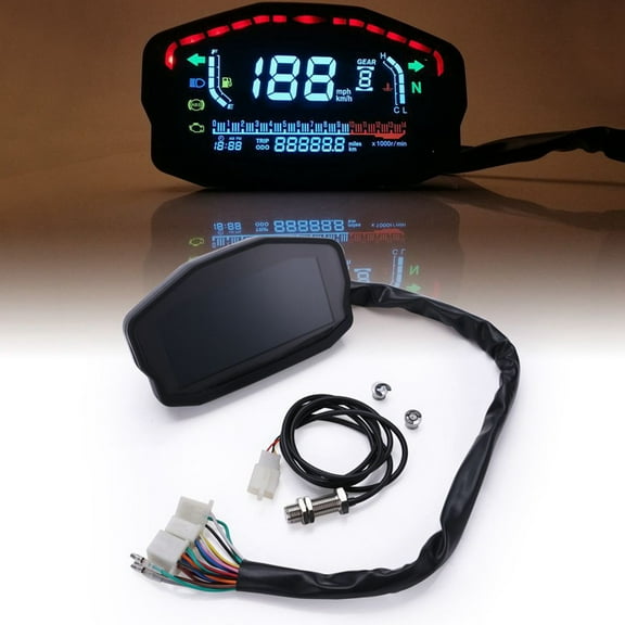 WHAMVOX  Digital LCD Speedometer Motorbike Computer Motorcycle Mph Black
