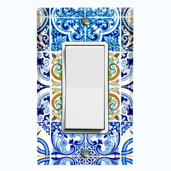 Metal Light Switch Plate Cover Elegant Mosaic Tile Pattern Collage TIL021