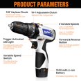 thumbnail image 2 of Ensemble d'Outils de Tournevis Électrique Combiné pour Perceuse Électrique Sans Fil 16,8 V, 2 Vitesses Variables 18+1 Réglage de Couple, 23 Pcs Embouts de Perceuse/perceuse, 2 of 8