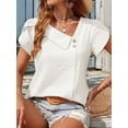 thumbnail image 5 of Linen Tops for Women Casual Collared Business Blouses Tops Puff Sleeve Crop Shirts Loose Summer Work Clothes White XL, 5 of 6