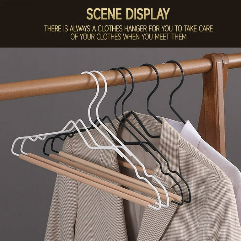 5 PCS Iron and Wood Coat Hanger with Recess Design for Coat Trousers Rack