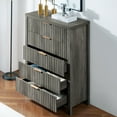 thumbnail image 5 of OAKHAM 5 Drawer Dresser, Fluted Vertical Chest of Drawers for Bedroom Living Room, Midnight Oak, 5 of 7