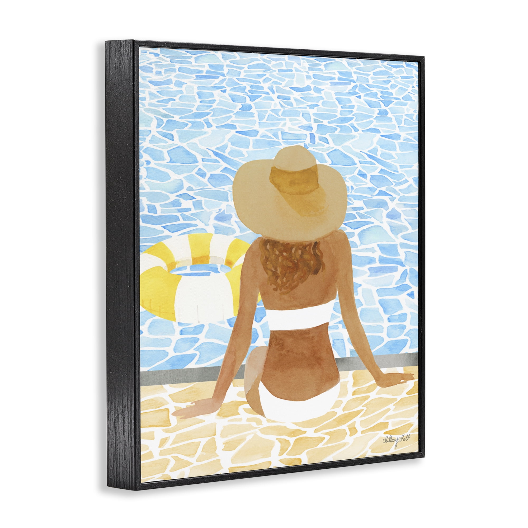 Stupell Industries Summer Poolside Chill Black Framed Giclee Art, design by Hillary Holt