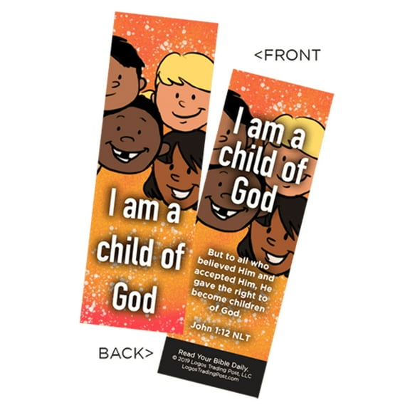 Children's Christian Bookmark, I am a Child of God, John 1:12 - Pack of 25 - Christian Bookmarks