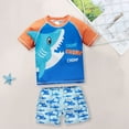 thumbnail image 4 of Toimothcn Boys Swimsuits Short Sleeve Cute Cartoon Shark Printed 2 Peice Bathing Suit Quickly Dry Soft Swimwear 5-6 Years, 4 of 8
