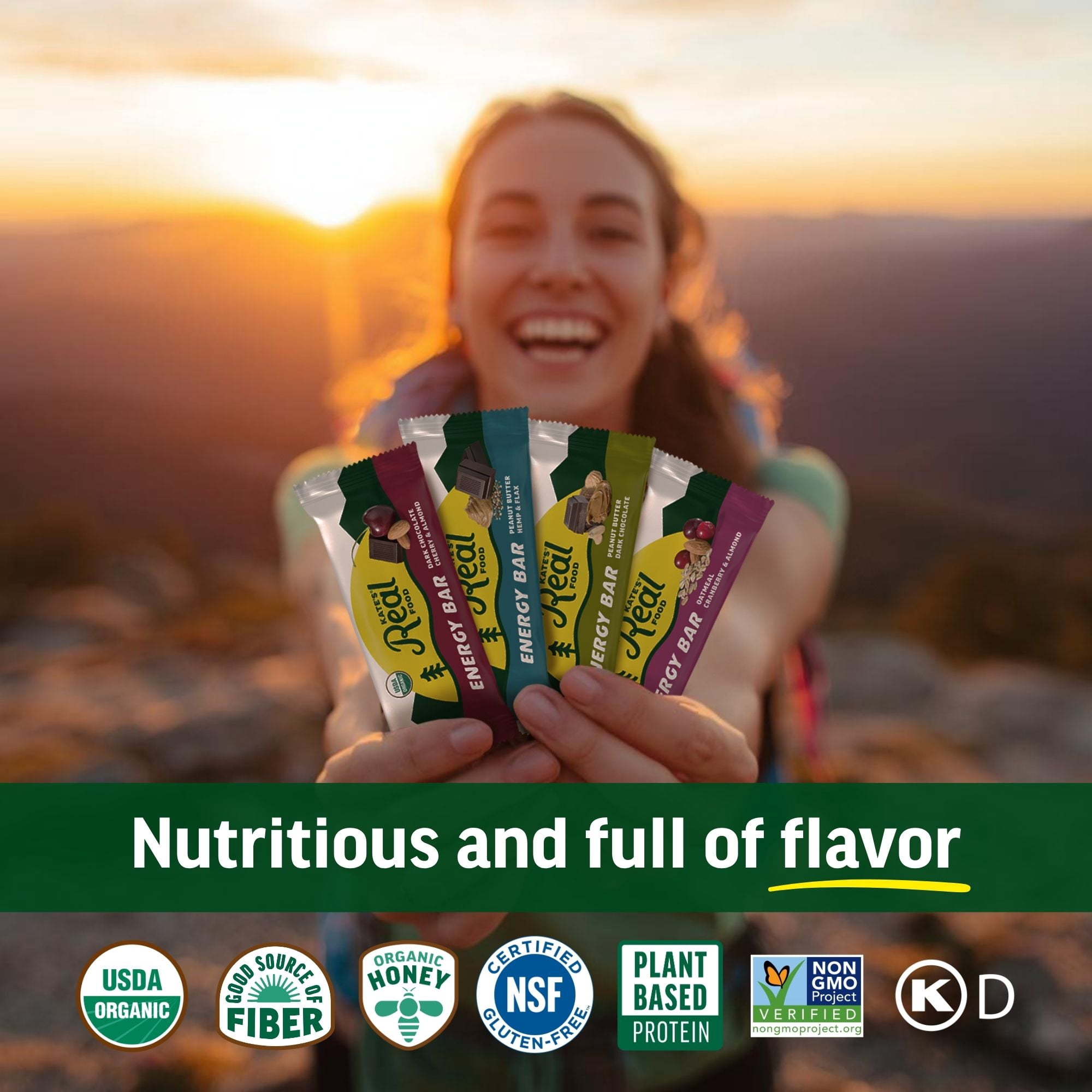 Kate’s Real Food Organic Granola Variety Pack All Natural Granola Bars - Non GMO, Soy Free, Whole Grain, and Made with Gluten Free Oats - 12 count