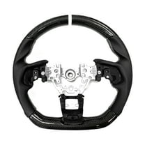 Ikon Motorsports Steering Wheel Compatible With 2022-2025 Subaru WRX Black Carbon Fiber & Perforated Leather Steering Wheel Brushed Kit With White Stitching & Indicator