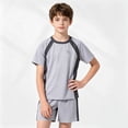 thumbnail image 6 of Amidoa Girls 2 Piece Outfits Summer Clothes T Shirt Short Sleeve and Casual Short Kids Clothing Sets Gray Size 10, 6 of 8