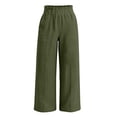 thumbnail image 5 of VBVC Women's High Waisted Cotton Linen Pants , Casual Work Lounge Trousers For Women , Ladies' Wide Leg Seamed Pants with Pockets,Army Green,S-2XL, 5 of 7