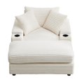 thumbnail image 6 of TUANLUO 44" Single Chaise Lounge Indoor, Corduroy Lounge Chair with Ottoman and Cup Holders, Deep Seat Couch for Living Room, Beige, 6 of 9