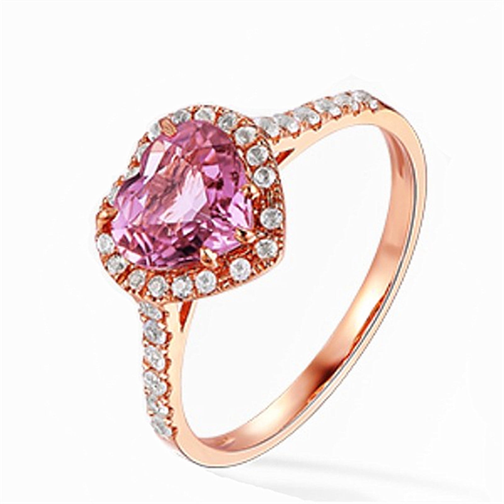 Natural Pink Heart Shaped Love Ring Rose Gold Plated Live Pink Diamond Ring Walmart Com