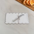 thumbnail image 2 of Maison Concepts White Rectangle Scallop Marble Cheese Board & Spreader, 12 L x 6 W x 0.5 H, Dinnerware,White,Marble,Home Decor,Gift,Mothersday, Christmas, Everyday, 2 of 3