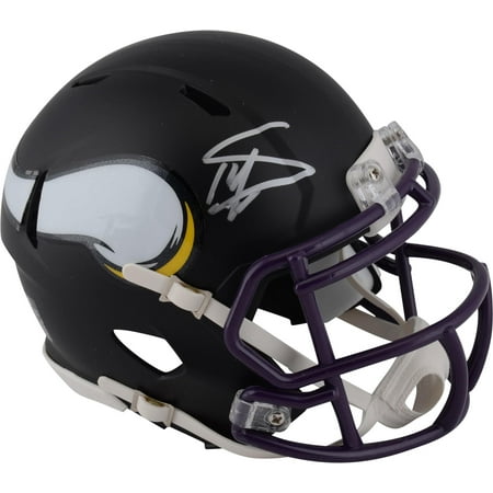 Autographed Mlb Mini Helmets - Stefon Diggs Minnesota Vikings Autographed Riddell Black Matte Alternate Speed Mini Helmet - Fanatics Authentic Certified