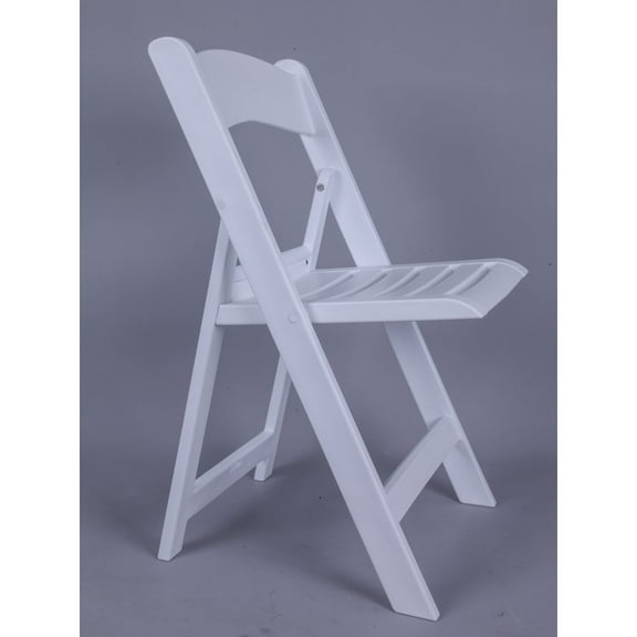 CSP Nexus Resin Folding Chair with Slatted Seat - White