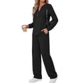 thumbnail image 3 of Fantaslook Fall Fashion Two Piece Lounge Sets for Women Henley V Neck Vacation Travel Outfit Casual Wide Leg Pants Matching Sets Women Clothing, 3 of 7