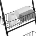 thumbnail image 2 of Blanket Ladder Leaning Towel Ladder Holder with 2 Metal Baskets & 5 Hooks Black, 2 of 12