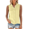 thumbnail image 6 of TKLPEHG Tank Tops for Women V-Neck Button Tank Top Western Outfit for Women Regular Sleeveless Blouses Leisure Fashion Solid Color Graphic Tee Lightweight Blouses (Yellow,XXXL), 6 of 7