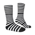 thumbnail image 2 of Goofa Black And White Stripes Printed Men's Crew Socks, Soft Durable Breathable Moisture-Wicking with Odor Control Cotton socks, 2 of 9