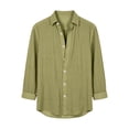 thumbnail image 5 of Asxite Mens Plus Size Tops Fall Solid Cotton Linen Button Down Long Sleeve Shirts, 5 of 5