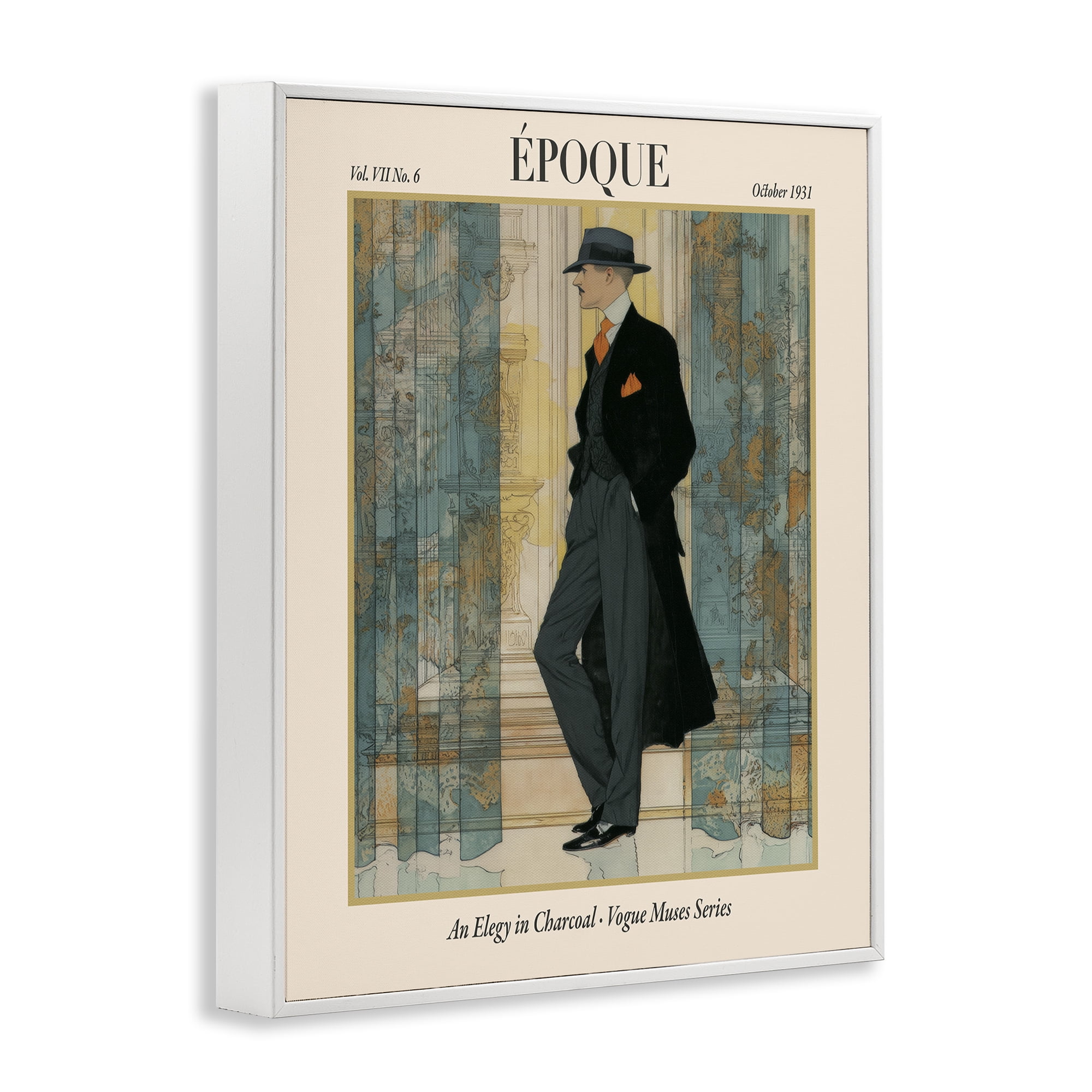Stupell Industries The Gentleman Magazine White Framed Giclee Art, design by A Barefoot Stylist
