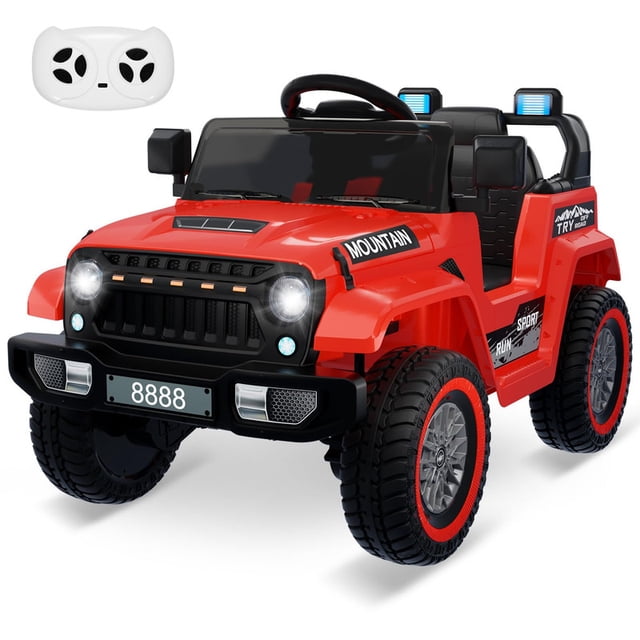 12V Kids Ride-On Truck with Remote Control, LED Lights, Music & Bluetooth, 2 Driving Modes, Shock Absorbers, for Ages 2-5